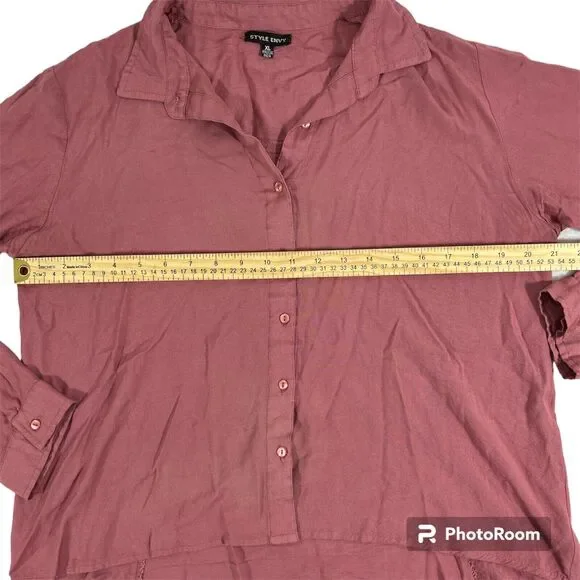 Style Envy Button Front Collared Shirt Mauve Pink Long Sleeve Womens XL Blouse - Picture 4 of 7